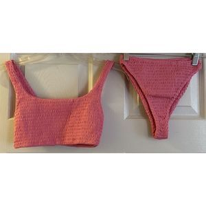 Naked Wardrobe Swim Pink Ruched Bikini NWT Size Small